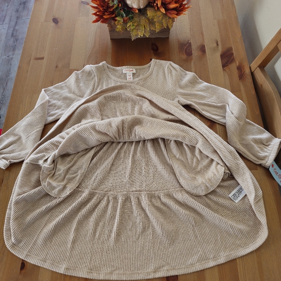 Cat & Jack - Girls' Long Sleeve Cozy Dress - Oatmeal (Beige) - Picture 9 of 11